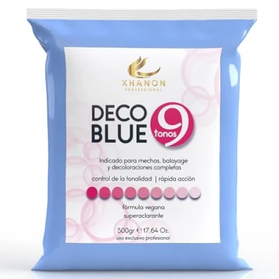 Imagen de Polvo Decolorante Profesional Azul 9 tonos de aclarado Fórmula Vegana Superaclarante pelo Dust Free 500gr Xhanon Professional (Bolsa)