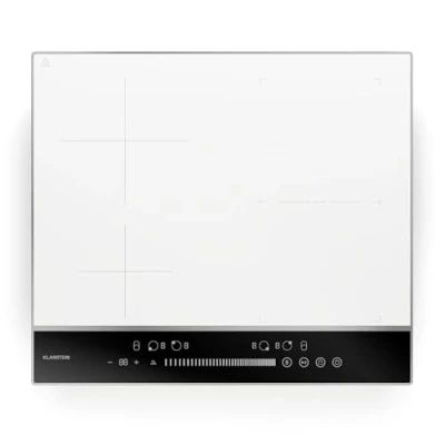Imagen de Klarstein DualTone Hybrid Placa Inducción 4 Zonas, 7200W, Zona Flex, Control Deslizante, Función Mantener Caliente y Temporizador, Marco Aluminio, Blanca, 60cm