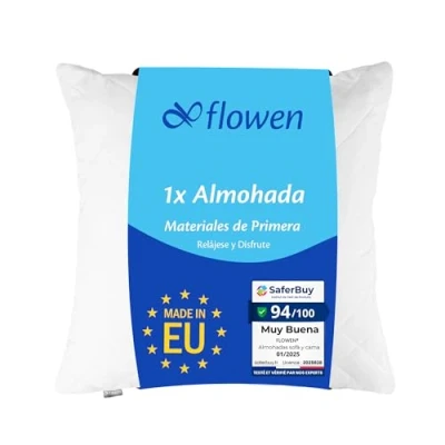 Imagen de Flowen Cojin Sofa 80x80 Almohada 1 Unidad Decorativo Relleno Hipoalergénico Antiácaros y Suave Cuadrado con Funda Exterior Respirable en Cotton/Polyest. Blanco Extraíble Lavable