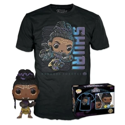 Imagen de Funko Pop! &amp; tee: Marvel Shuri BPhuri Small (S) Black Panther Camiseta, Franela Ropa con Figura de Vinilo Coleccionable Idea Regalo Juguetes y Camiseta Manga Corta Hombres