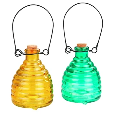 Imagen de Wenko, Juego de 2 piezas, atrapa avispas sin productos químicos, vidrio, 9 x 14 cm, multicolor
