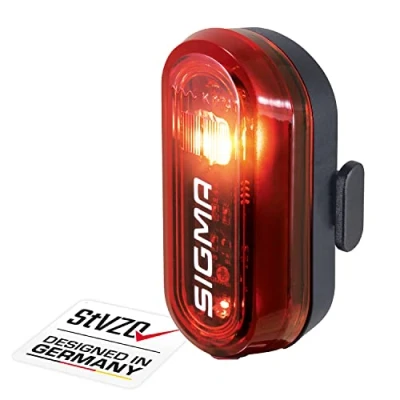 Imagen de SIGMA CURVE luz LED para bicicleta con pilas, trasera pilas homologada por la ley de transporte en carretera Alemania, color: negro