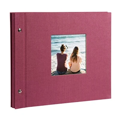 Imagen de goldbuch Bella Vista Álbum de Tornillo, Lino, Fucsia, 30 x 25 cm, weiße Seiten