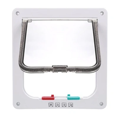 Imagen de Puerta para Gatos Sailnovo 19 * 20 5,5cm, Blanca, Talla M, con Cerradura de 4 vías Puertas Interiores y Exteriores, Mascotas Resistente a la Intemperie