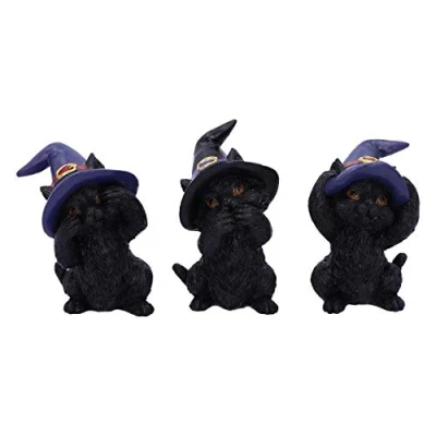 Imagen de Nemesis Now Figura Decorativa de Gato Negro Three Wise Familiars See No Hear Speak Evil, Resina, 9.2cm