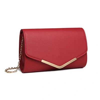 Imagen de MISS LULU Mini Bolso Bandolera para Mujer, de Hombro con Cadena Embrague, Cuero, Noche Boda, Black, M, Bolsos Mano