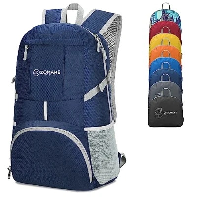 Imagen de ZOMAKE 35L Mochila Plegable Ligera Mochilas de Senderismo Pequeña Para Hombre Mujer Viaje Trekking Deporte(Azul marin)