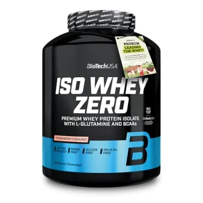 Imagen de BioTechUSA Iso Whey Zero Premium Protein Isolate Grass Fed Enzyme Free Sugar and Gluten free, 1816 g, Fresa