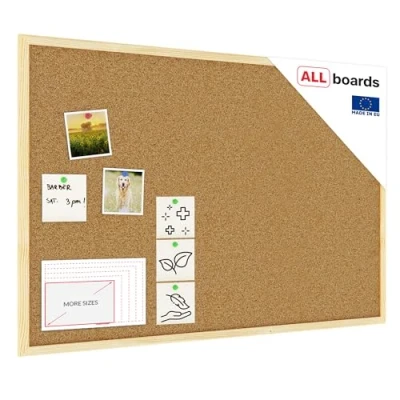 Imagen de ALLboards Tablón de Corcho con Marco Madera 90x60cm, Anuncios