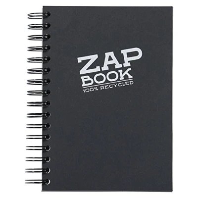 Imagen de Clairefontaine 8362C Carnet Spiralé Zap Book 160 Feuilles Papier Croquis 100% Recyclé A5 14,8x21 cm 80g Couverture Noire