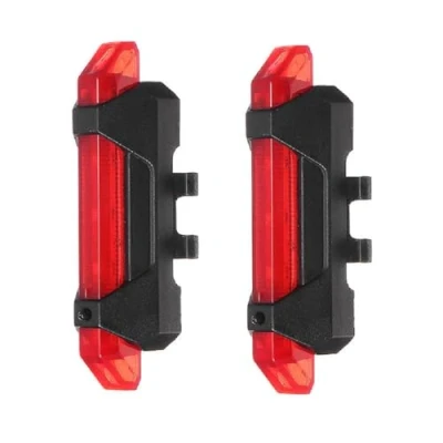 Imagen de BARAC Luz Trasera para Bicicleta Recargable USB, 5 LED Potente Faro Trasero Bici, Muy Luminoso y Fácil de Instalar, Luces Máxima Seguridad Ciclismo (2 Unidades Rojo)