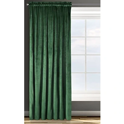 Imagen de Eurofirany Rosa Cortina Opaca Terciopelo con Cinta de 1 Unidad, Panel, Suave, Drapeado, Clásico, Elegante, Salón, Dormitorio, 200 g/m², 135x300 cm, Verde Oscuro
