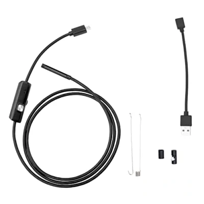 Imagen de OTOTEC Kit de inspección endoscopio USB/Micro USB 1 m 5,5 mm con 6 luces LED compatible Android y PC