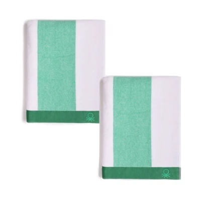 Imagen de UNITED COLORS OF BENETTON, SET 2 TOALLAS DE PLAYA 90X160CM 450GSM TERRY 100PercentALGODON VERDE CASA 90x160 c/u