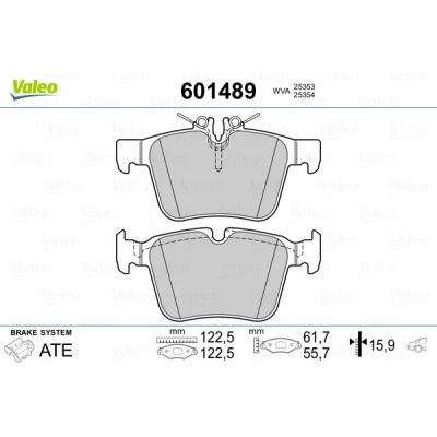 Imagen de VALEO 601489 juego de pastillas freno Eje trasero excl. contacto avisador desgaste sin tornillos retención, Chapa antichirridos