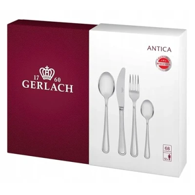 Imagen de Gerlach Cubertería Mate Antica, Acero Inoxidable, Plata, 50 x 37 10 cm, 68 Unidades