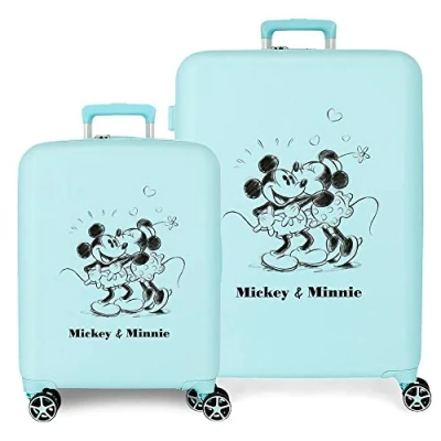 Imagen de Disney Mickey &amp; Minnie Kisses Juego de maletas Turquesa 55/70 cms Rígida ABS Cierre TSA integrado 88L 6