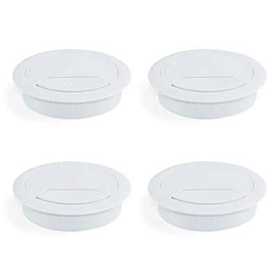 Imagen de Emuca pasacables de Mesa Circular Ø80mm plástico blanco, Tapa encastrable en Oficina/Escritorio, Lote 4