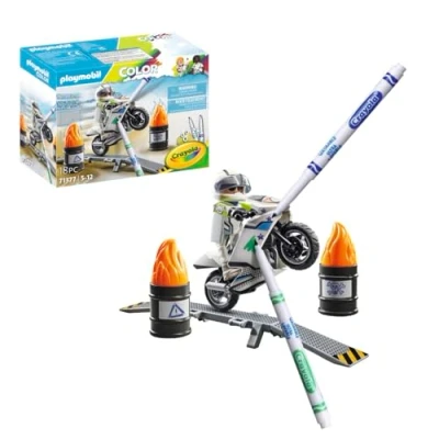 Imagen de PLAYMOBIL Color 71377 Moto, diseño Creativo de vehículos con bolígrafos y Accesorios solubles en Agua para Realizar Acrobacias sorprendentes, Juguetes niños a Partir 5 años