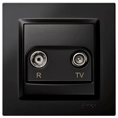 Imagen de Simon Toma Intermedia de Antena TV y Radio, Enchufe Televisión Pared, Serie 10, Empotrable, Incluye Marco, Tapa Mecanismo, para Digital Terrestre o Satélite, Color Negro