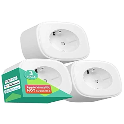 Imagen de Meross Enchufe Inteligente con Control Remoto, Compatible Alexa, Google Assistant y SmartThings, Wi Fi Smart Plug 16A 3840W. Paquete de 3, Blanco