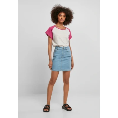 Imagen de Urban Classics Contrast Raglan Camiseta estampada, Mujer, Talla: Large, Lightgrey/brightviolet