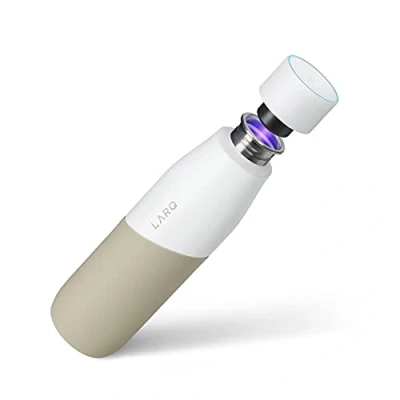Imagen de LARQ Bottle Movement PureVis 950ml Botella de agua ligera acero inoxidable sin aislamiento que se limpia sola con purificador UV 2 Años Garantía, White/Dune