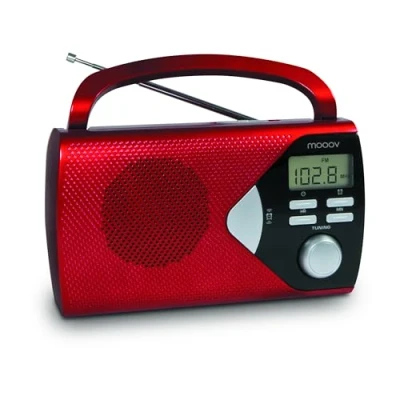 Imagen de Mooov 477201 metronic 477205 Radio portátil, Am/FM, Pantalla Digital, Alarma Opcional, Color Rojo (Importado).