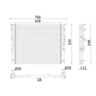 Imagen de MAHLE ORIGINAL CR 2630 000P Radiador, refrigeración del motor Aluminio 628 530 28 Aletas soldadas BMW: 5 Berlina