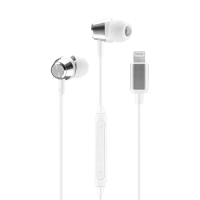 Imagen de Auriculares de botón Music Sound MFI, Lightning, Compatible con Apple, Micrófono integrado, Blancos