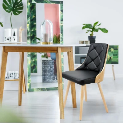 Imagen de Menzzo Scandinaves lalix Roble Juego de 2 sillas P.U Claro/Negro 53 x 48 79 cm