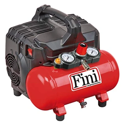 Imagen de Fini Siltek S/6 Compresor Silencioso 2 Manómetros (59 Db), 6L, 1.0 Hp, 8 Bar, 750 W, 230 V, Rojo, ‎37 x 37 37.5 cm 16.54 Kg