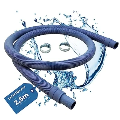 Imagen de Lichtblau manguera de desagüe lavadora lavavajillas 2985 Longitud 2,5 m I Set completo 2 abrazaderas incluidas Tubo drenaje agua aplicación universal independiente fabricante