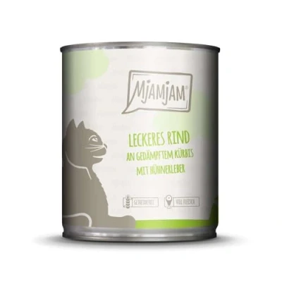 Imagen de MjAMjAM comida húmeda premium para gatos deliciosa ternera con calabaza al vapor, pack de 6 (6 x 800 g), sin cereales extra carne