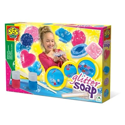 Imagen de SES Creative Set para Hacer Tus Propios jabones niños SES, Multicolor (00910), 1 bandeja de moldes, 2 colores y tubo brillantina.