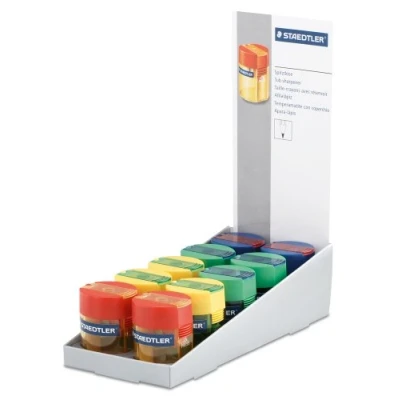 Imagen de Staedtler 511 006 Afilalápices con depósito transparente de colores variados. Caja 10 unidades.