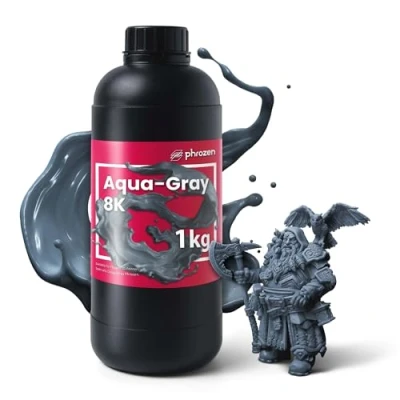 Imagen de Phrozen Aqua Gray 8K Resina de Impresora 3D Estándar Curado por Luz UV 405 nm Printing Resin para LCD/DLP/SLA Alta Resolución y Precisión Gris (1kg)