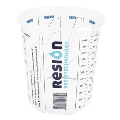Imagen de RESION 25 vasos mezcladores de pintura 1300 ml color, epoxi, poliéster con relación mezcla clara en la taza medidora