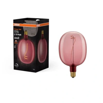 Imagen de OSRAM Lámpara LED Vintage 1906 rosa, 4,5 W, 220 lm, forma de globo con 170 mm diámetro y casquillo E27, luz blanca cálida, filamento regulable, vida útil hasta 15.000 horas