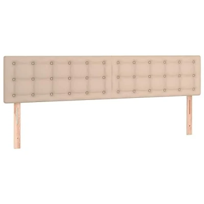 Imagen de vidaXL Cabecero con LED de Cama Cabezal Tapizado para Matrimonio Mueble Dormitorio Interior Cuero Sintético Color Capuchino 180x5x78/88 cm