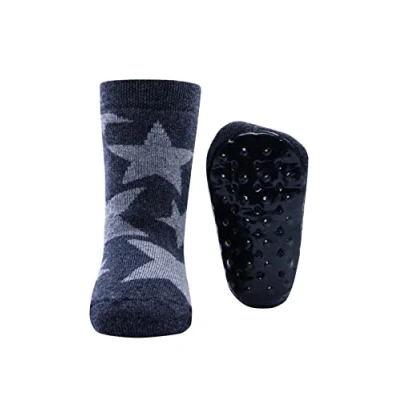 Imagen de EWERS Stoppersocken Sterne, Socken mit Antirutschsohle für Mädchen und Jungen, Anti Rutsch Gummisohle, MADE IN GERMANY, 1 Paar rutschfeste Kindersocken, Grau, Größe 21 22