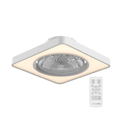 Imagen de UNIVERSALBLUE Ventilador de techo sin aspas blanco con motor DC silencioso luz LED 6 Velocidades Modo Invierno y temporizador 2 4 horas Mando a distancia incluido
