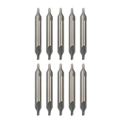 Imagen de Pxyelec Juego de 10 brocas centrales, centrales HSS, avellanadores ángulo 60 grados, herramienta para torno metal, tamaño 39 mm x 5 2