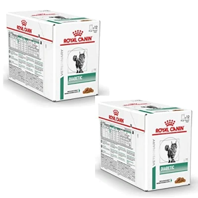 Imagen de Royal Canin Veterinary Diabetic Paquete Doble 2 x 12 85 g Alimento Completo para Gatos Regular el aporte de glucosa con trocitos Finos en Salsa