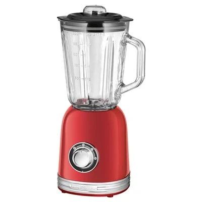 Imagen de Proficook UM 1195 Retro Batidora Vaso Jarra Cristal 1,5 Litros, Diseño Vintage, Pica hielo, 2 Velocidades + Turbo, Cuchilla 4 hojas, Acero Inoxidable, 800W, Rojo