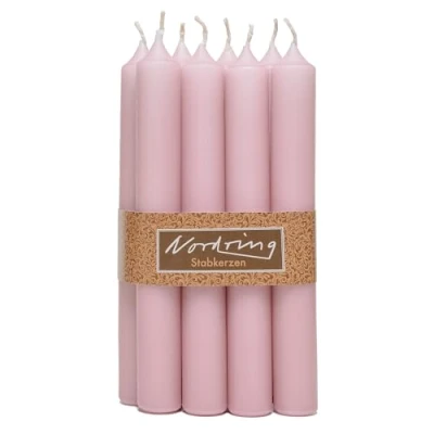 Imagen de Nordring 8 velas de 2,2 x 18 cm, color rosa envejecido