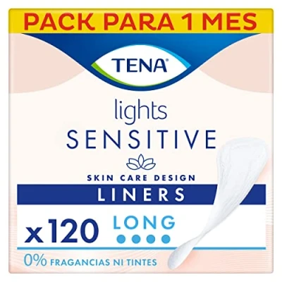 Imagen de TENA Discreet Sensitive Long 20 Protegeslip Delgado y Extra Largos Compresas Finas para Incontinencia Pérdidas de Orina Inesperadas 120 Protectores Anatómicos Transpirables