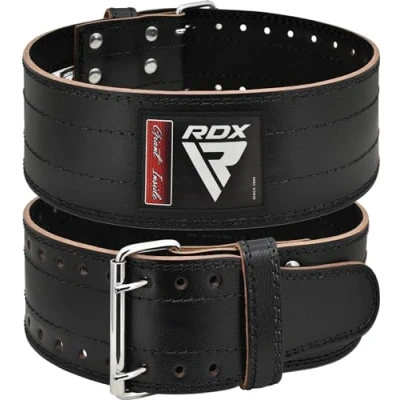 Imagen de RDX Gimnasio Cinturon Musculacion Powerlifting Entrenamiento, IPL USPA Aprobado, 6mm Cowhide Cuero Lumbar Doble Hebilla Peso Levantamiento Cinturón para Gym Fitness Ejercicio De Físico Deadlifts