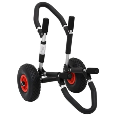 Imagen de vidaXL Carrito Plegable de Kayak, Carro para Barcas con Ruedas Inflables, Herramienta Transporte, Canoas, Aluminio 45 kg