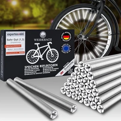 Imagen de Weidebach Juego de 36 reflectores radios para Bicicleta, homologados StVZO Bicicleta una máxima Visibilidad en el tráfico